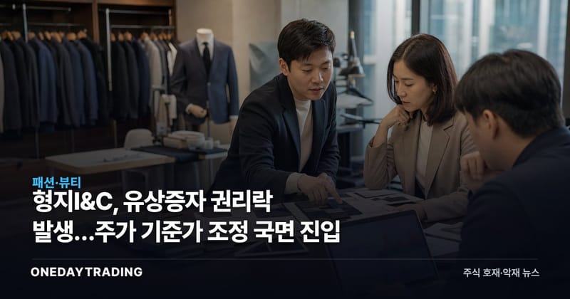 형지I&C, 유상증자 권리락 발생…주가 기준가 조정 국면 진입