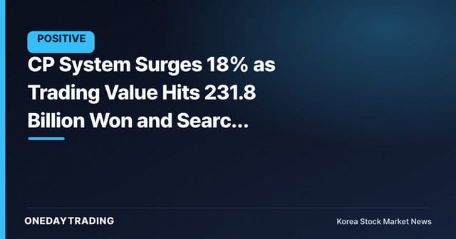 CP System Surges 18% as Trading Value Hits 231.8 Billion Won and Search Interest Spikes