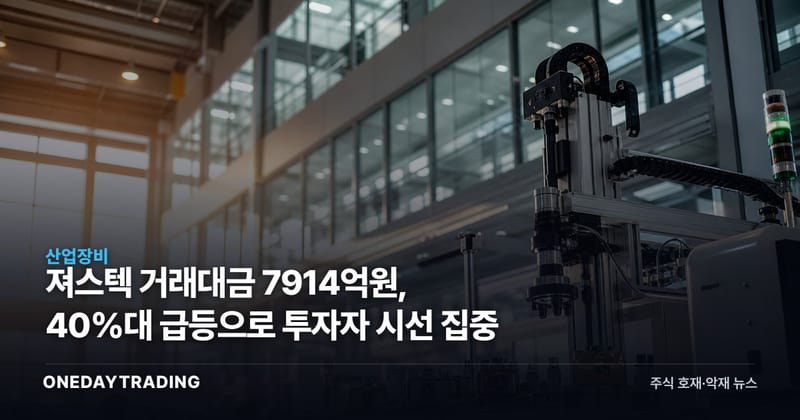 져스텍 거래대금 7914억원, 40%대 급등으로 투자자 시선 집중