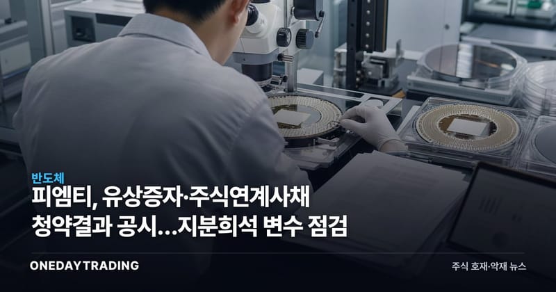 피엠티, 유상증자·주식연계사채 청약결과 공시…지분희석 변수 점검