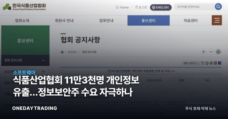 식품산업협회 11만3천명 개인정보 유출…정보보안주 수요 자극하나