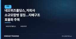 네오위즈홀딩스, 자회사 소규모합병 결정…지배구조 효율화 주목