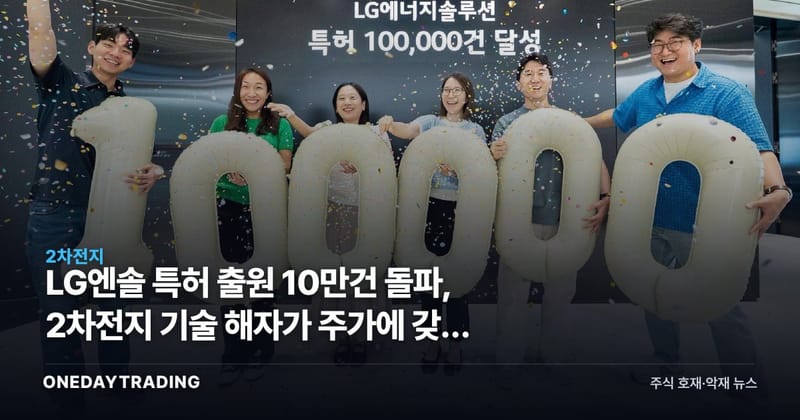 LG엔솔 특허 출원 10만건 돌파, 2차전지 기술 해자가 주가에 갖는 의미