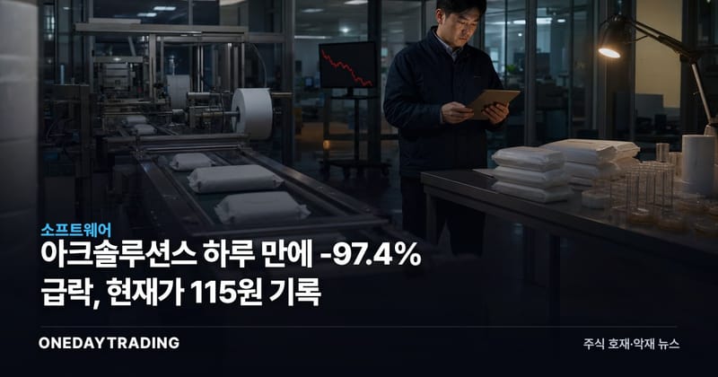 아크솔루션스 하루 만에 -97.4% 급락, 현재가 115원 기록