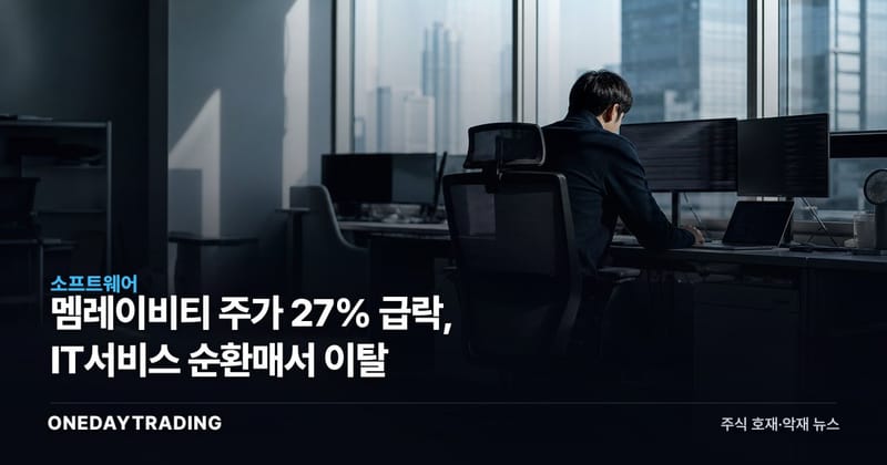 멤레이비티 주가 27% 급락, IT서비스 순환매서 이탈