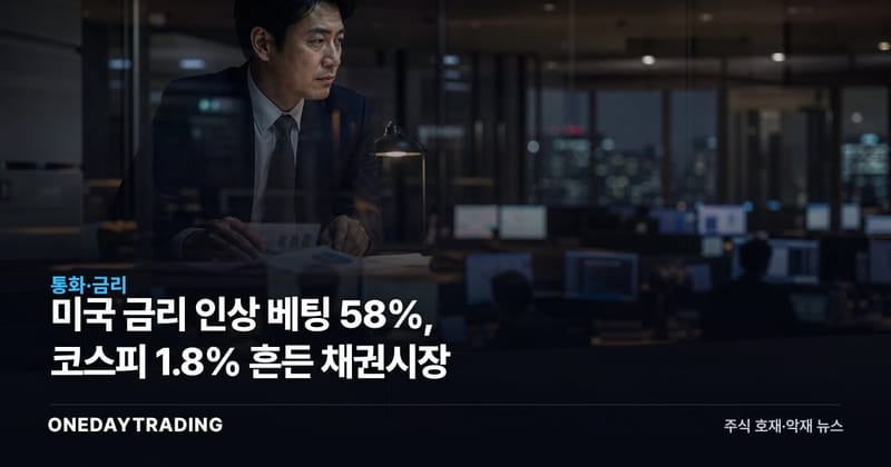 미국 금리 인상 베팅 58%, 코스피 1.8% 흔든 채권시장