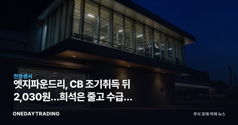엣지파운드리, CB 조기취득 뒤 2,030원…희석은 줄고 수급은 약하다