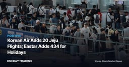 Korean Air Adds 20 Jeju Flights; Eastar Adds 434 for Holidays