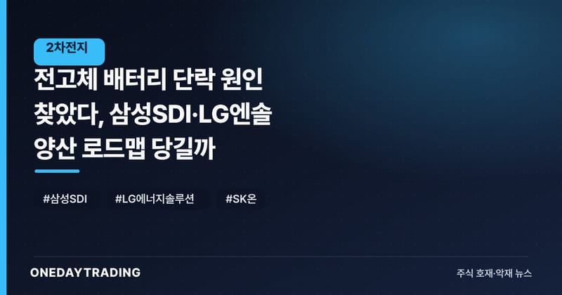 전고체 배터리 단락 원인 찾았다, 삼성SDI·LG엔솔 양산 로드맵 당길까