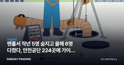 맨홀서 작년 5명 숨지고 올해 6명 다쳤다, 안전공단 224곳에 가이드 배포