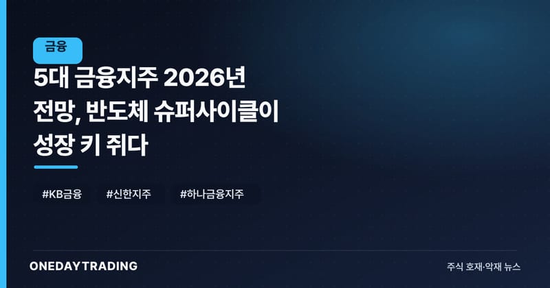 5대 금융지주 2026년 전망, 반도체 슈퍼사이클이 성장 키 쥐다