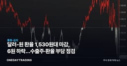 달러-원 환율 1,530원대 마감, 6원 하락…수출주·환율 부담 점검