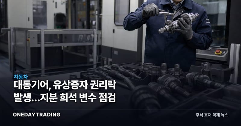 대동기어, 유상증자 권리락 발생…지분 희석 변수 점검