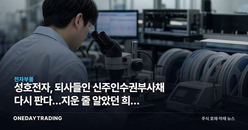 성호전자, 되사들인 신주인수권부사채 다시 판다…지운 줄 알았던 희석 물량의 부활