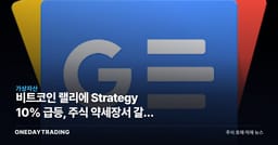 비트코인 랠리에 Strategy 10% 급등, 주식 약세장서 갈린 수급