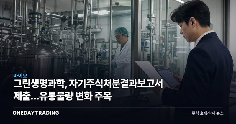그린생명과학, 자기주식처분결과보고서 제출…유통물량 변화 주목
