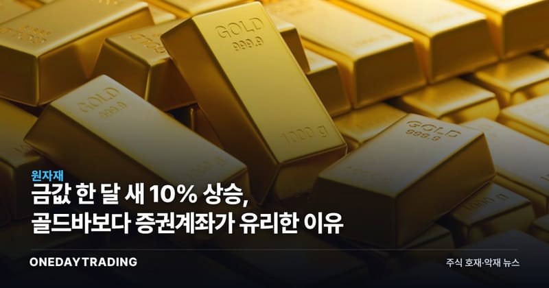 금값 한 달 새 10% 상승, 골드바보다 증권계좌가 유리한 이유
