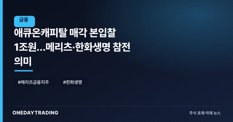 애큐온캐피탈 매각 본입찰 1조원…메리츠·한화생명 참전 의미