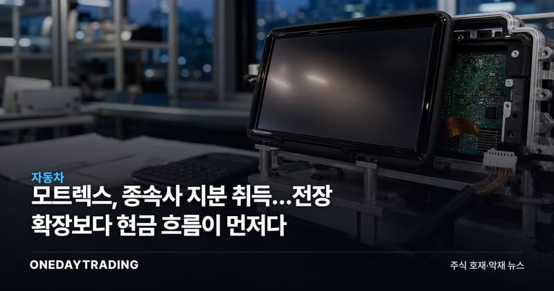 모트렉스, 종속사 지분 취득…전장 확장보다 현금 흐름이 먼저다