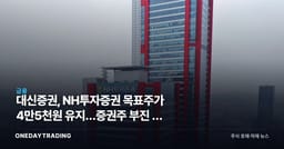대신증권, NH투자증권 목표주가 4만5천원 유지…증권주 부진 속 고배당 매력 부각