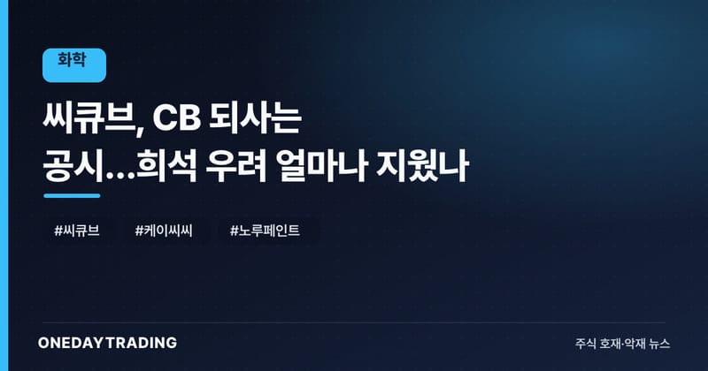 씨큐브, CB 되사는 공시…희석 우려 얼마나 지웠나