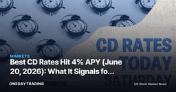 Best CD Rates Hit 4% APY (June 20, 2026): What It Signals for Banks, Savers, and Rate-Sensitive Stocks