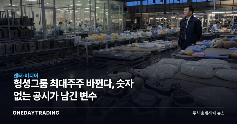 헝셩그룹 최대주주 바뀐다, 숫자 없는 공시가 남긴 변수