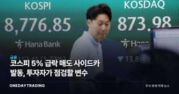 코스피 5% 급락 매도 사이드카 발동, 투자자가 점검할 변수