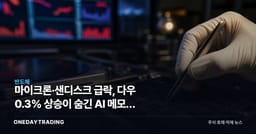 마이크론·샌디스크 급락, 다우 0.3% 상승이 숨긴 AI 메모리 균열