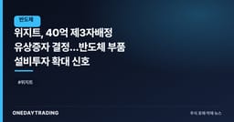 위지트, 40억 제3자배정 유상증자 결정…반도체 부품 설비투자 확대 신호