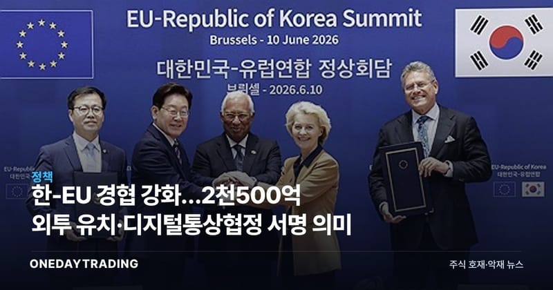 한-EU 경협 강화…2천500억 외투 유치·디지털통상협정 서명 의미