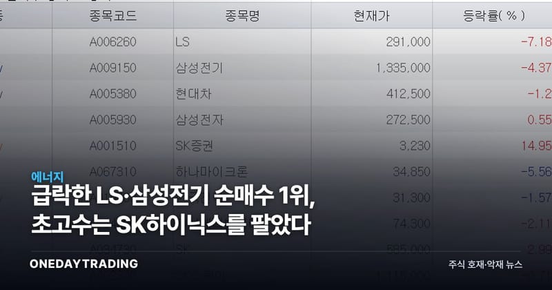 급락한 LS·삼성전기 순매수 1위, 초고수는 SK하이닉스를 팔았다