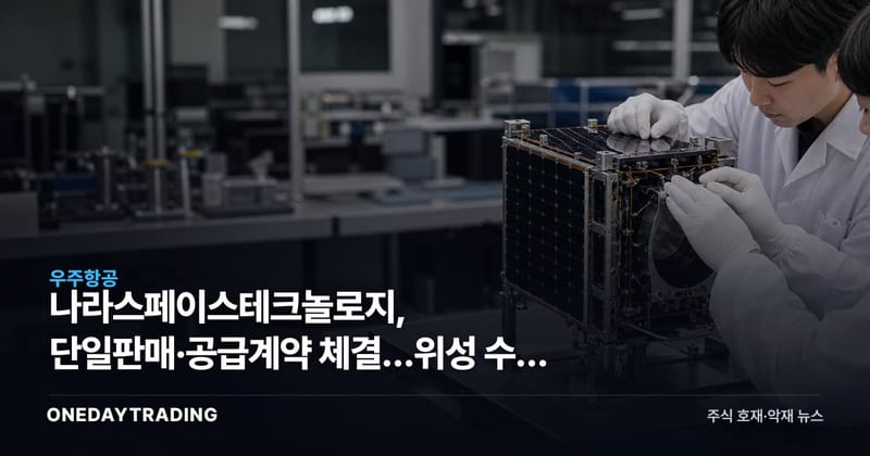 나라스페이스테크놀로지, 단일판매·공급계약 체결…위성 수주 모멘텀 점검