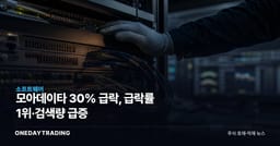 모아데이타 30% 급락, 급락률 1위·검색량 급증