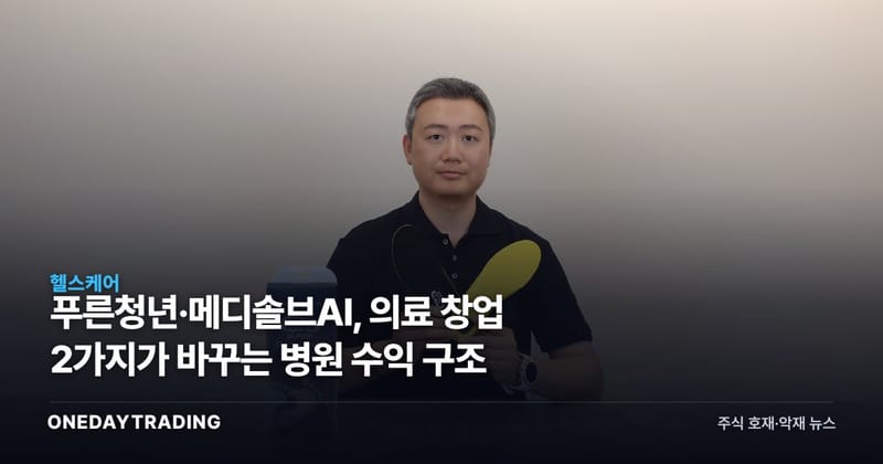 푸른청년·메디솔브AI, 의료 창업 2가지가 바꾸는 병원 수익 구조