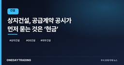 상지건설, 공급계약 공시가 먼저 묻는 것은 ‘현금’