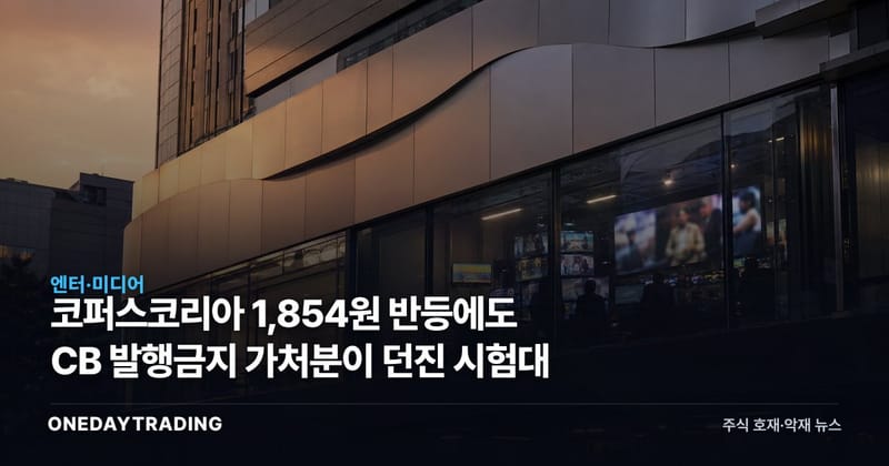 코퍼스코리아 1,854원 반등에도 CB 발행금지 가처분이 던진 시험대