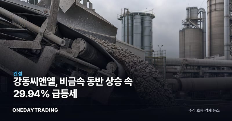 강동씨앤엘, 비금속 동반 상승 속 29.94% 급등세