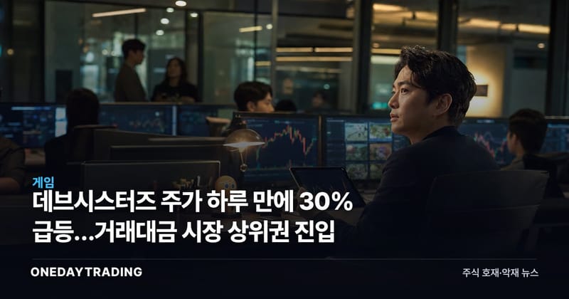 데브시스터즈 주가 하루 만에 30% 급등…거래대금 시장 상위권 진입