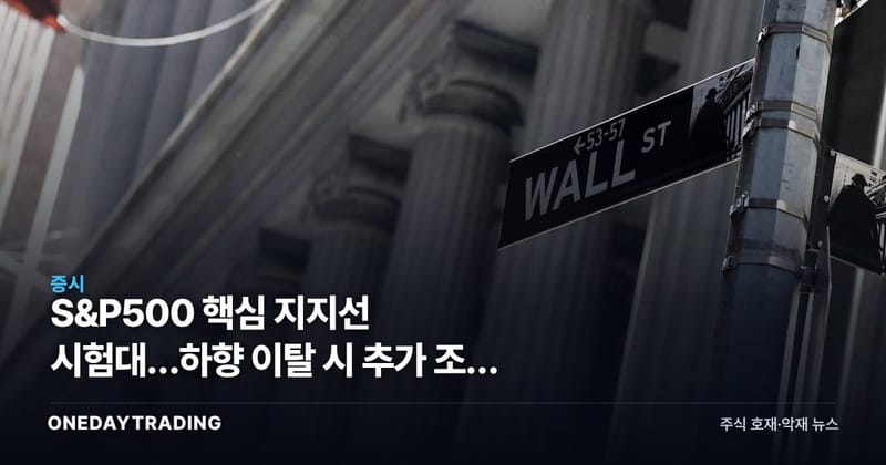 S&P500 핵심 지지선 시험대…하향 이탈 시 추가 조정 신호로 본 미국 증시 점검