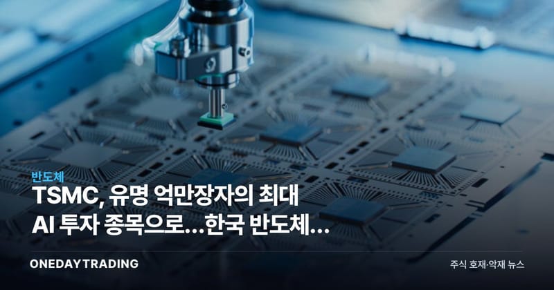 TSMC, 유명 억만장자의 최대 AI 투자 종목으로…한국 반도체株 영향은