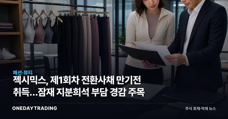 젝시믹스, 제1회차 전환사채 만기전 취득…잠재 지분희석 부담 경감 주목