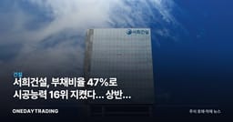 서희건설, 부채비율 47%로 시공능력 16위 지켰다… 상반기 착공 1조 비결