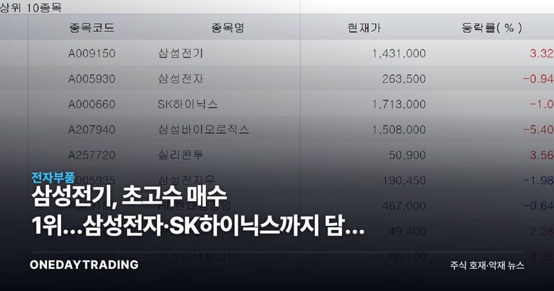 삼성전기, 초고수 매수 1위…삼성전자·SK하이닉스까지 담은 이유