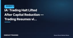 IA: Trading Halt Lifted After Capital Reduction — Trading Resumes via Re-listing of Shares