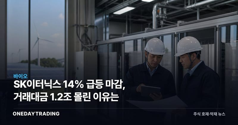 SK이터닉스 14% 급등 마감, 거래대금 1.2조 몰린 이유는