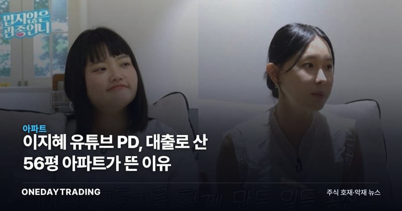 이지혜 유튜브 PD, 대출로 산 56평 아파트가 뜬 이유