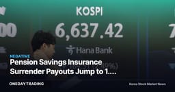 Pension Savings Insurance Surrender Payouts Jump to 1.7 Trillion Won — 63% More Retirement Funds Cracked Open for the Stock Market