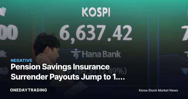 Pension Savings Insurance Surrender Payouts Jump to 1.7 Trillion Won — 63% More Retirement Funds Cracked Open for the Stock Market