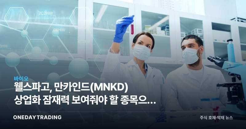 웰스파고, 만카인드(MNKD) 상업화 잠재력 보여줘야 할 종목으로 평가